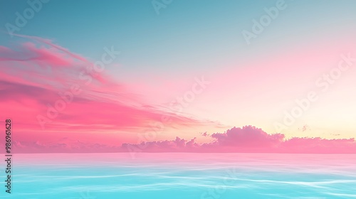 A soft pink and blue sunset spills across the sky, fading into the horizon over a calm ocean.