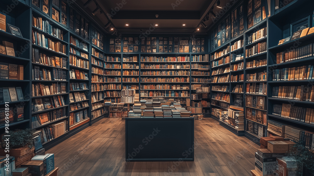 black chalk board on bookstore background, mockup black chalk board on bookstore background, mockup