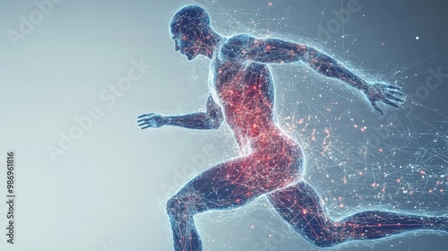 Kinetic energy study athlete motion showcasing dynamic movement on blank slate copy space background