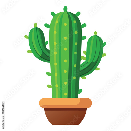 Cactus Plant illustration on white background.