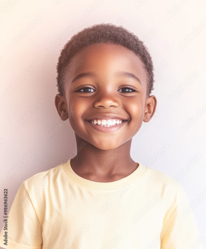 Joyful Young Child Smiling Against White Background - Pure Happiness in Minimalist Portrait Joyful Young Child Smiling Against White Background - Pure Happiness in Minimalist Portrait