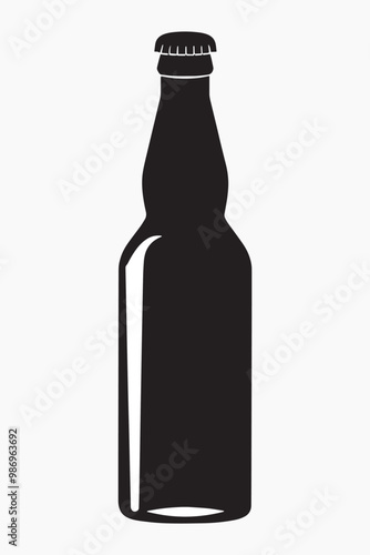 Silhouette beer bottle illustration vector