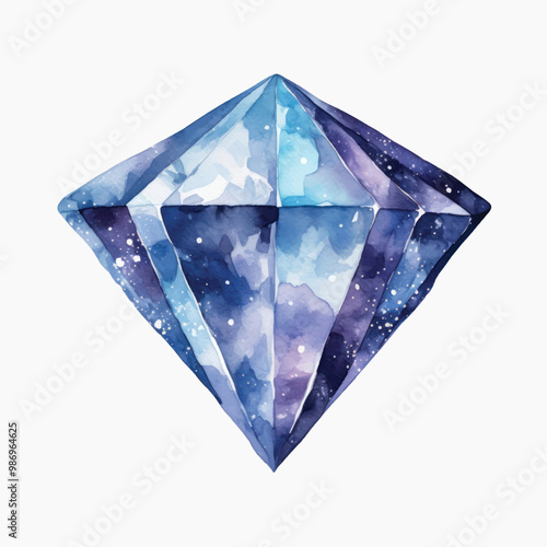 Watercolor galaxy diamond illustration