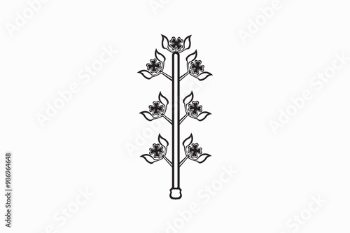 A vector silhouette image adobe illustrator of a tree with leap flower.