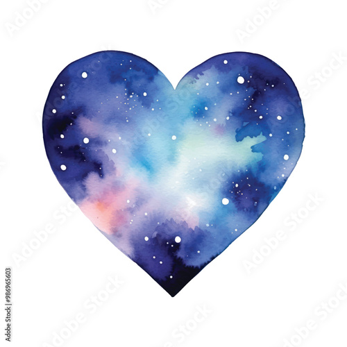 Cosmic watercolor heart art