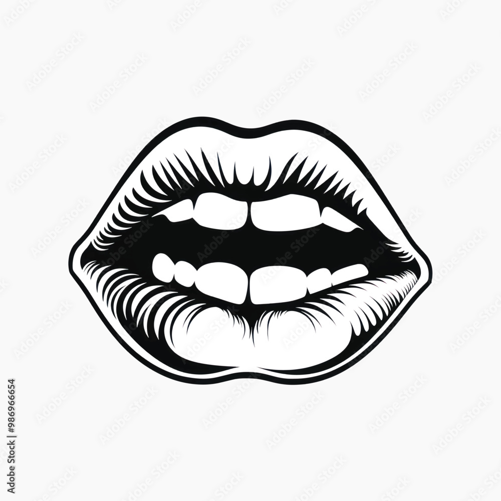 Black and white lips illustration Black and white lips illustration