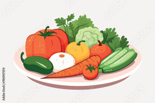 Fresh colorful vegetables on plate