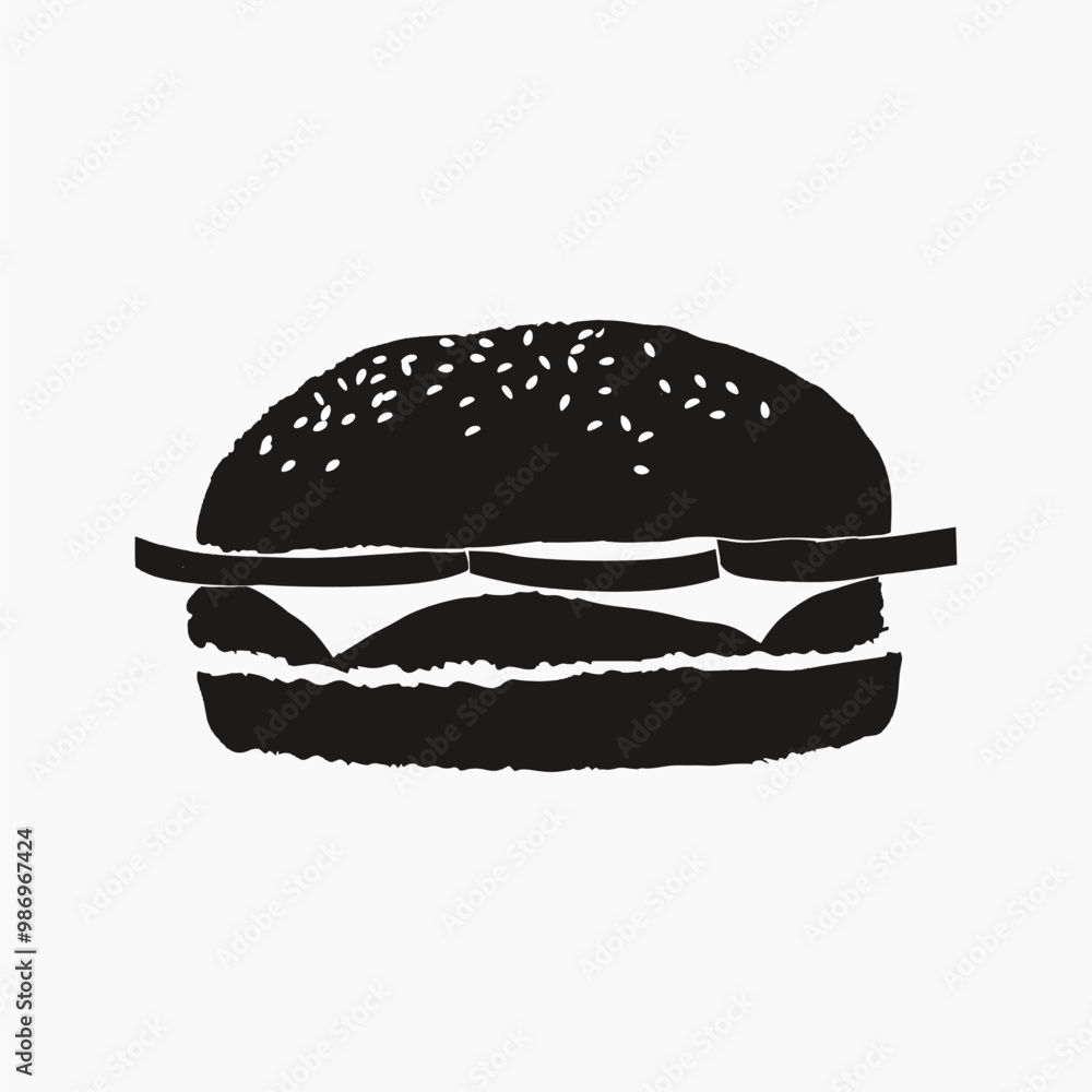 Minimalist black burger silhouette Minimalist black burger silhouette