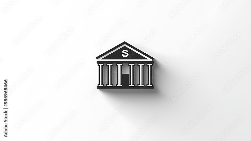 A black and white icon of a bank building stands out, its long shadow adding depth. A black and white icon of a bank building stands out, its long shadow adding depth.