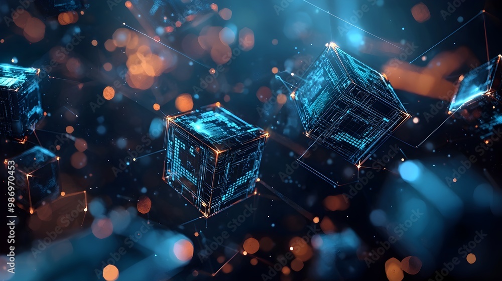 Floating 3D Cubes and Graphs Representing Creative Business Data Visualization Floating 3D Cubes and Graphs Representing Creative Business Data Visualization