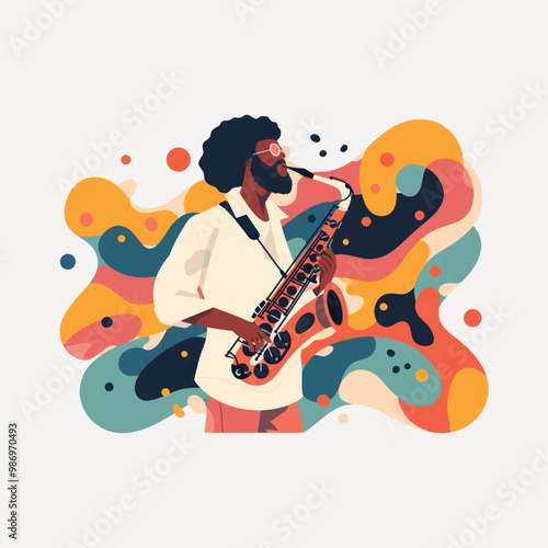 Colorful saxophonist abstract art