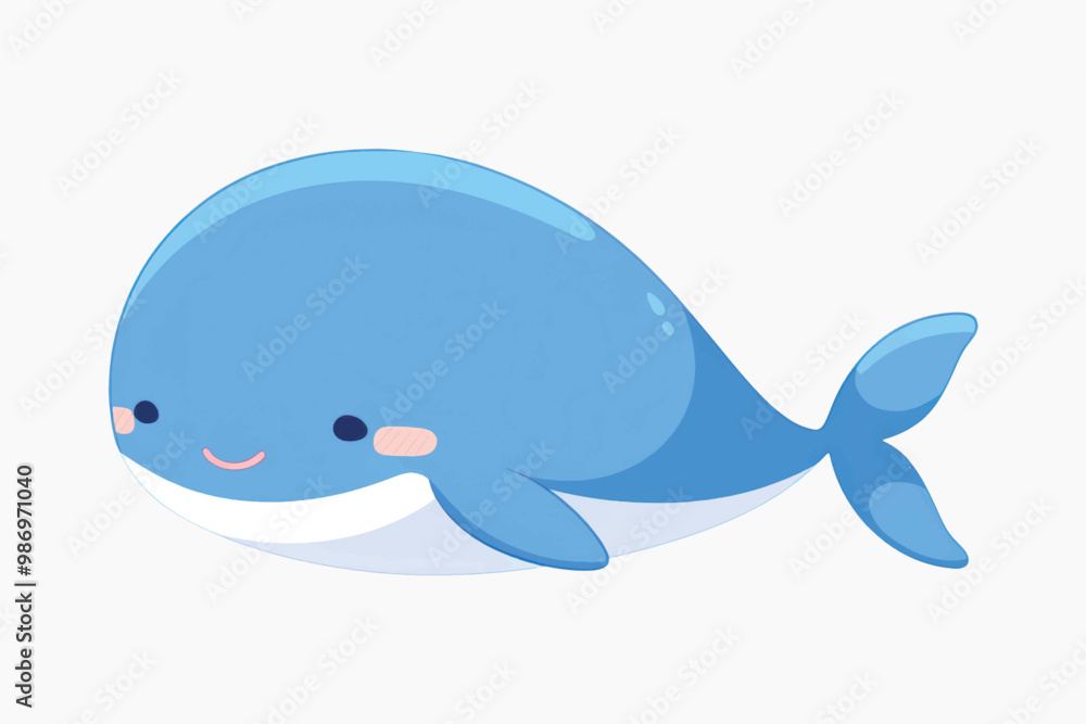 Naklejka premium Cute cartoon blue whale