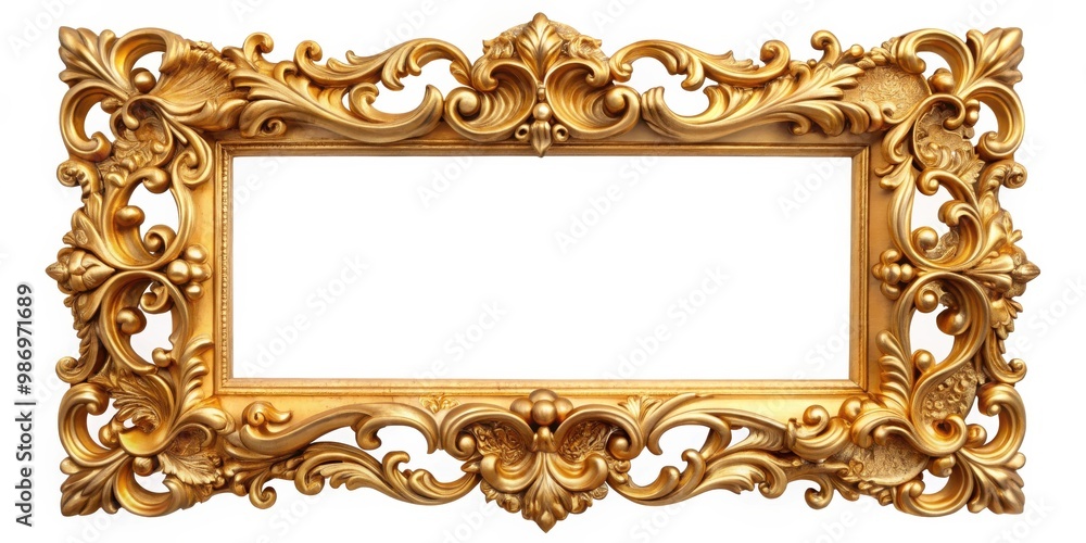 Elegant rococo gold picture frame with intricate detailing, perfect for vintage decor Elegant rococo gold picture frame with intricate detailing, perfect for vintage decor