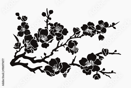 Elegant floral silhouette design