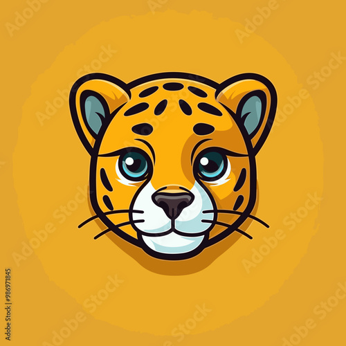 Jaguar hand-drawn kids comic illustration. Cute vector doodle style cartoon illustration