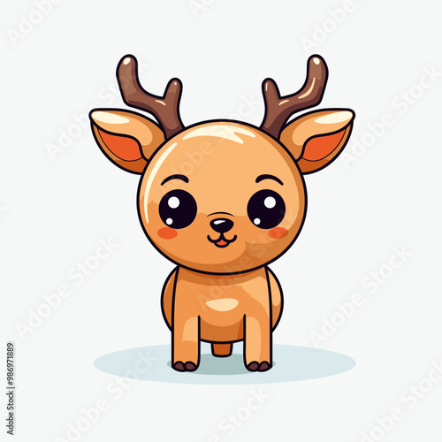 Reindeer hand-drawn kids comic illustration. Cute vector doodle style cartoon illustration