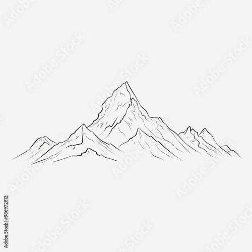 Minimalist mountain line art