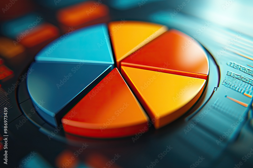 Colorful pie chart on a digital background, representing data analysis and statistics. Colorful pie chart on a digital background, representing data analysis and statistics.