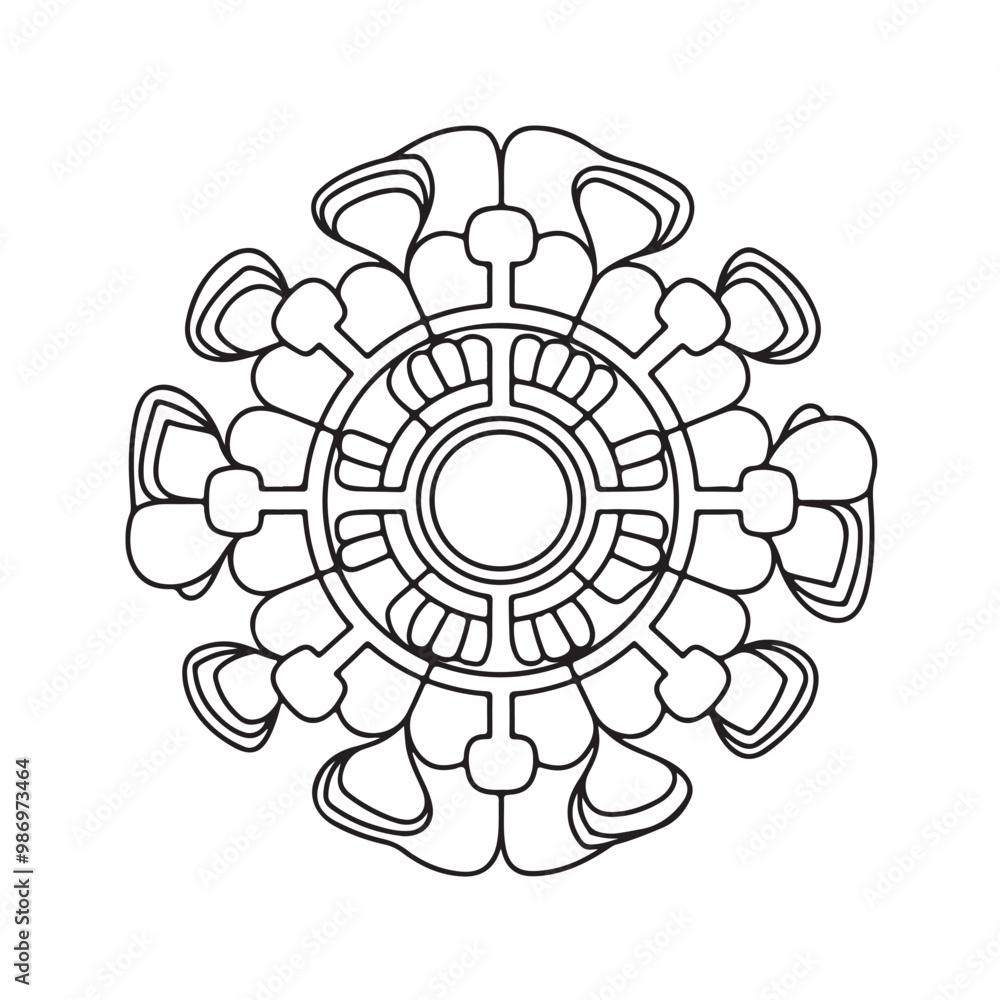 Circular pattern in the form of a mandala. Henna tatoo mandala. Mehndi style. Decorative pattern in oriental style. Coloring book page. Circular pattern in the form of a mandala. Henna tatoo mandala. Mehndi style. Decorative pattern in oriental style. Coloring book page.