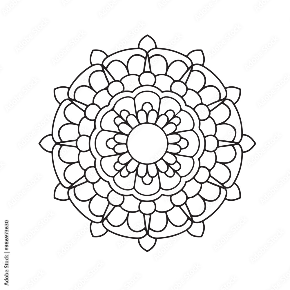 Circular pattern in the form of a mandala. Henna tatoo mandala. Mehndi style. Decorative pattern in oriental style. Coloring book page.