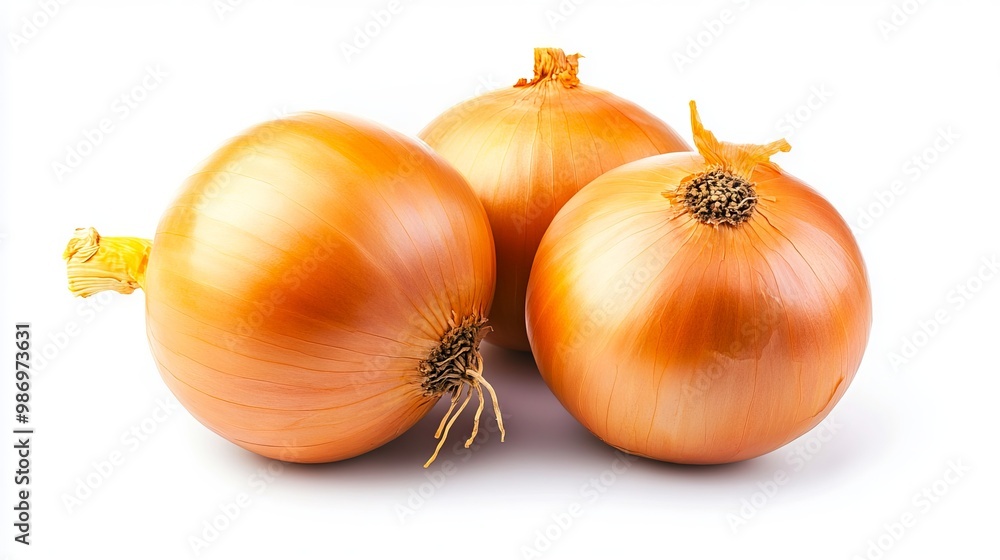 Three onions on a white background Three onions on a white background