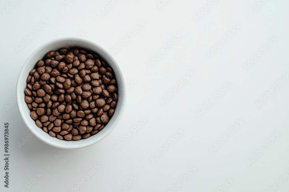 A White Bowl Filled with Brown Dog Food A White Bowl Filled with Brown Dog Food