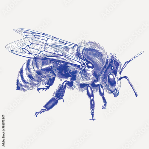 Detailed bee illustration drawing