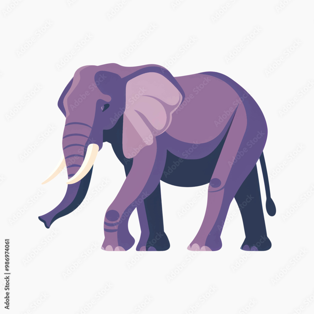 Obraz premium Purple elephant cartoon illustration
