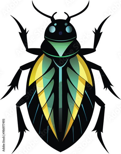 jewel beetle silhouette vector art