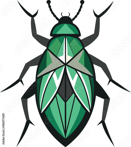 jewel beetle silhouette vector art