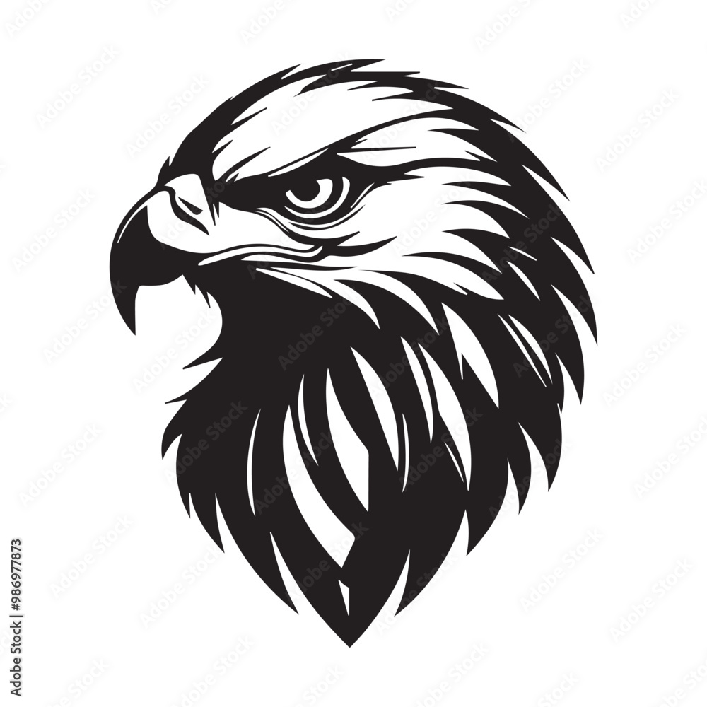Black eagle head logo Vector Silhouette on white Black eagle head logo Vector Silhouette on white