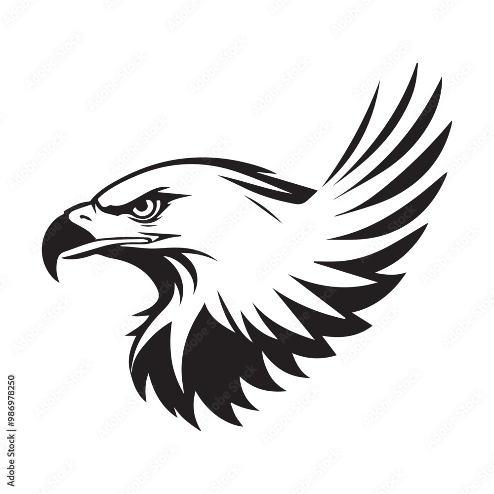 Black eagle head logo Vector Silhouette on white Black eagle head logo Vector Silhouette on white