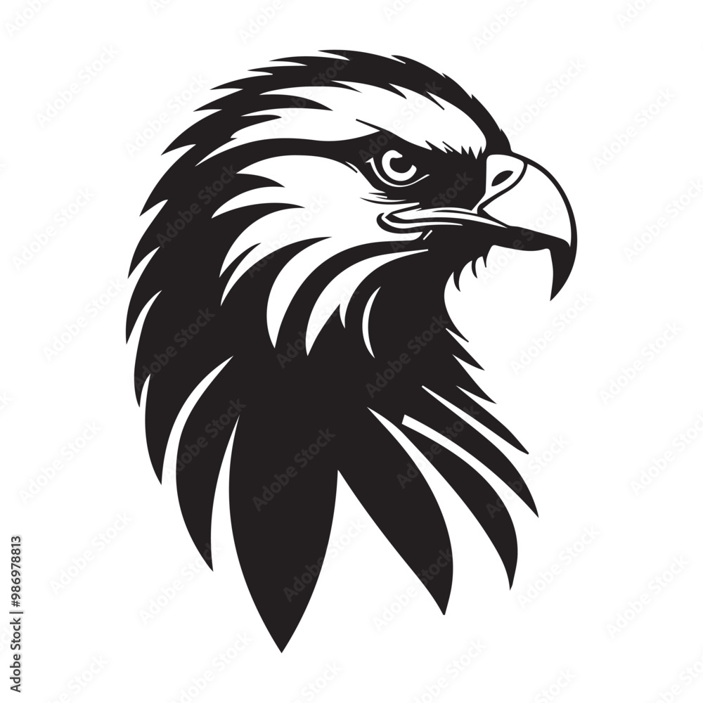 Black eagle head logo Vector Silhouette on white Black eagle head logo Vector Silhouette on white