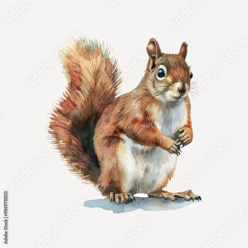 Watercolor squirrel animal illustration