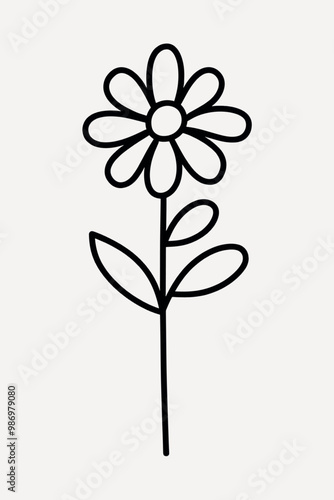 Simple black outline flower illustration