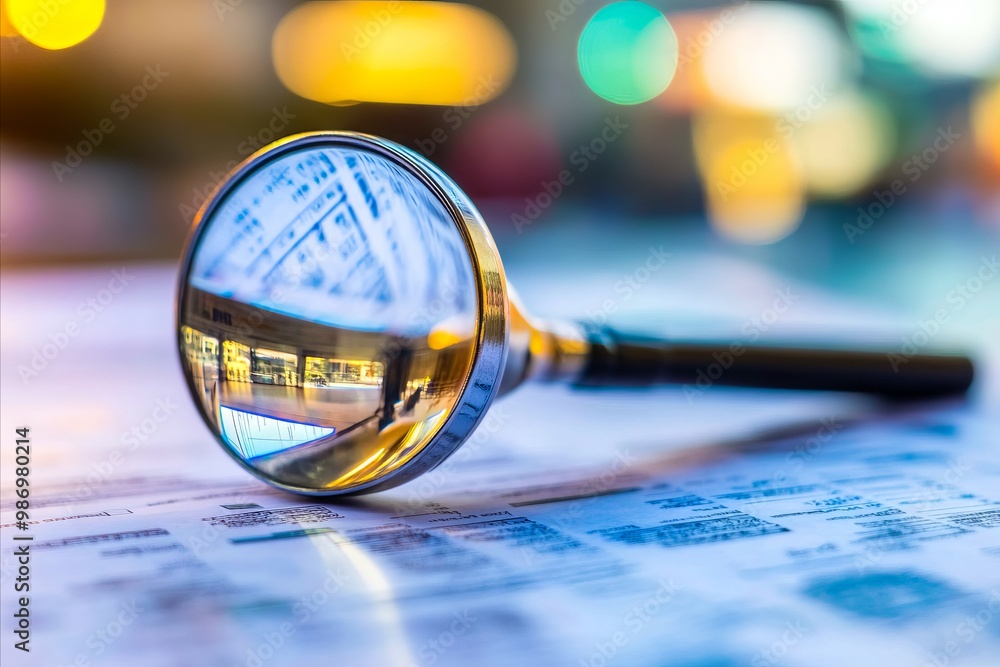 A magnifying glass sitting on top of a newspaper A magnifying glass sitting on top of a newspaper