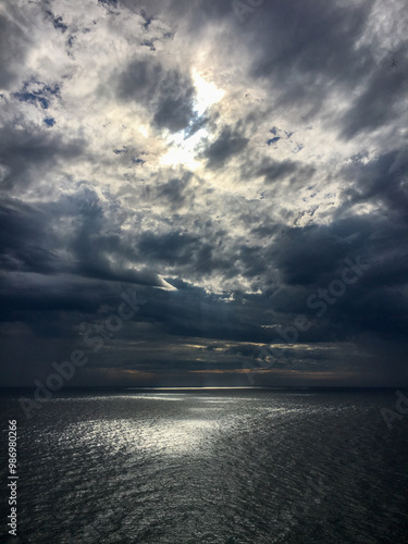 Stormy skies reflected in the ocean 