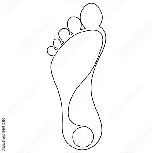 Continuous single one line art  drawing of  foot sole human organ concept vector