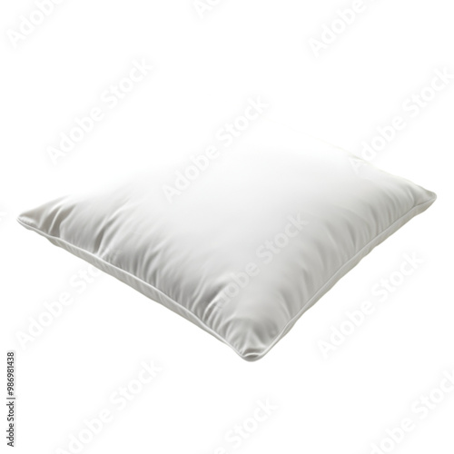 Close up of a white pillow on white and transparent background. PNG cutout.