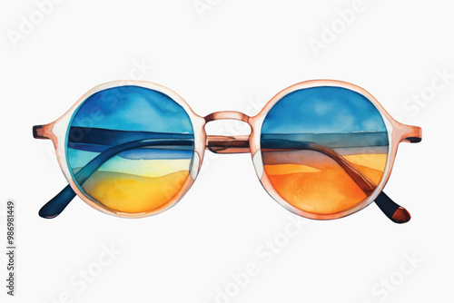 Stylish beach reflection sunglasses