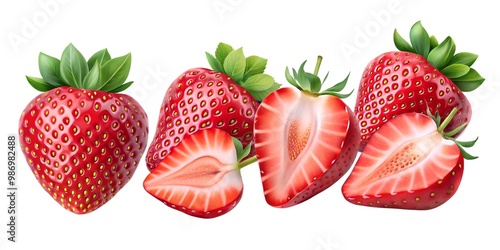 Strawberries cutout isolated on transparent background