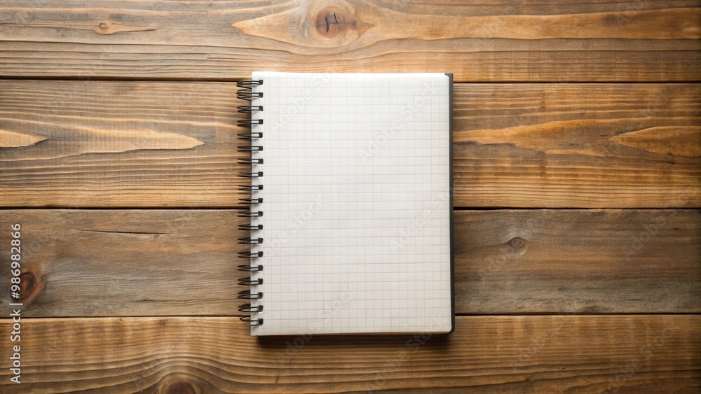 Blank notebook on wooden table for writing or sketching Blank notebook on wooden table for writing or sketching