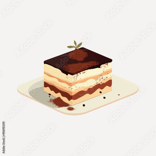 Delicious layered tiramisu dessert slice