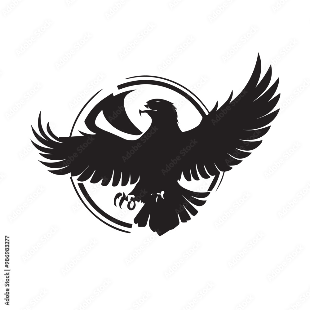 Obraz premium Black eagle head logo Vector Silhouette on white