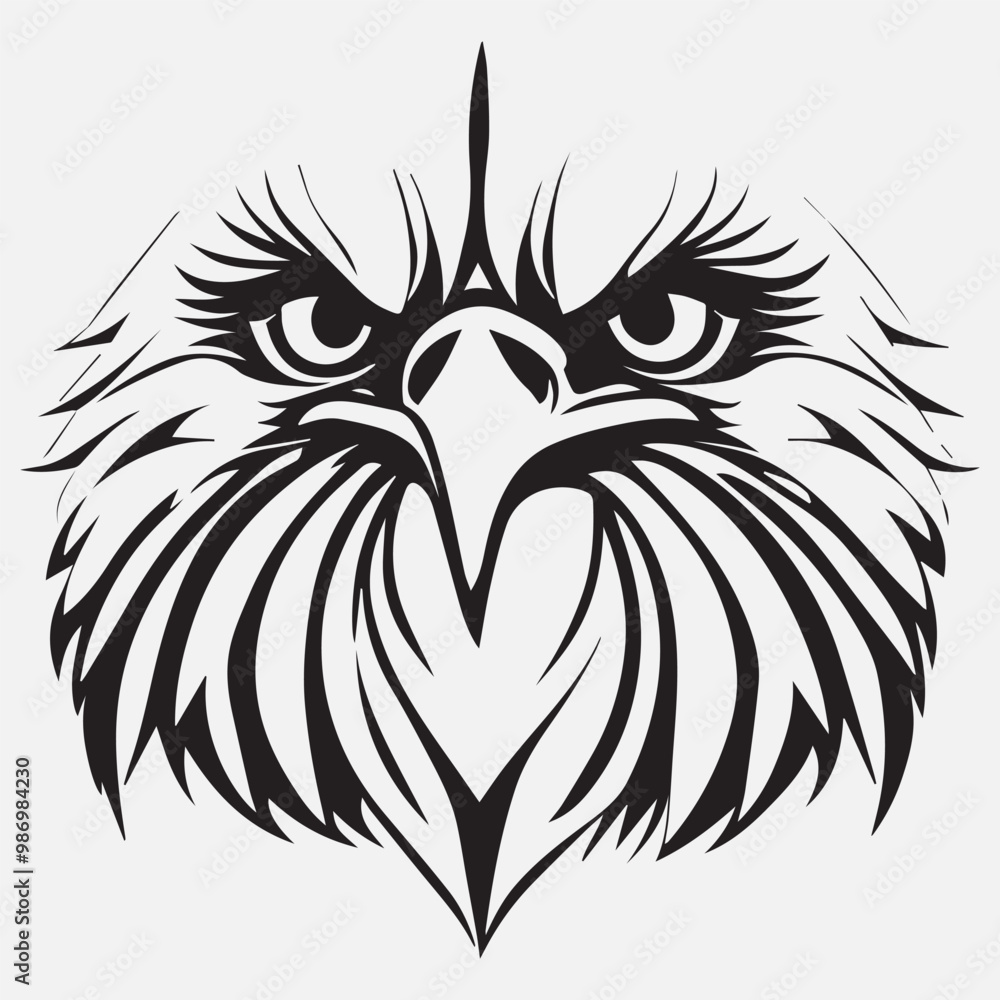 Black eagle head logo Vector Silhouette on white Black eagle head logo Vector Silhouette on white