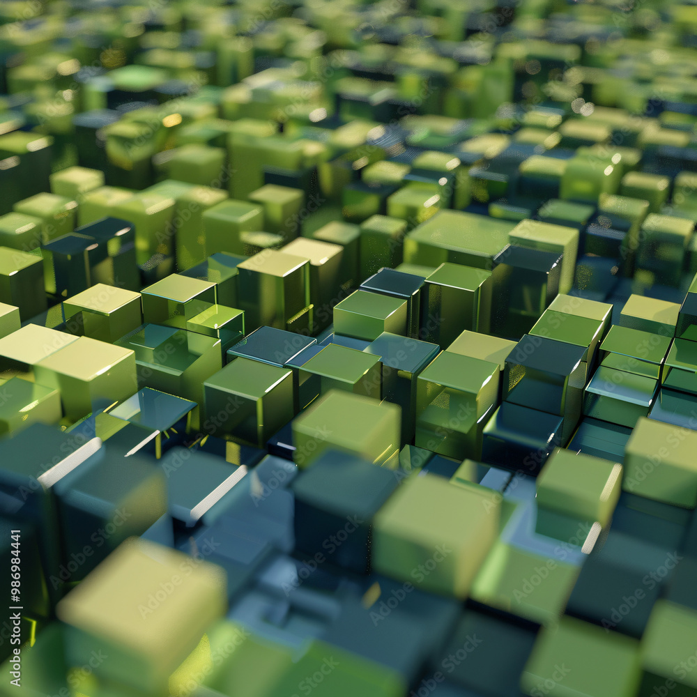 Obraz premium 3D abstract landscape of extruding cubes
