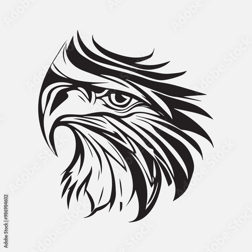 Wallpaper Mural Black eagle head logo Vector Silhouette on white Torontodigital.ca