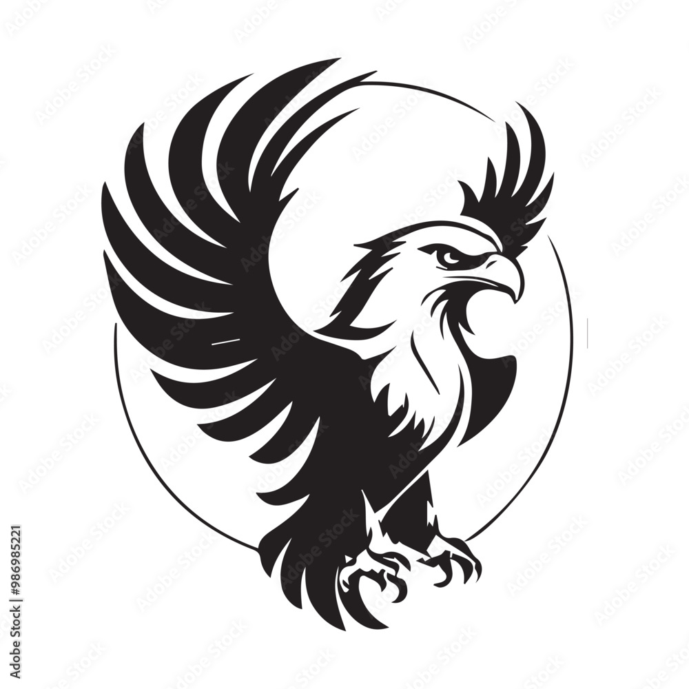 Black eagle head logo Vector Silhouette on white Black eagle head logo Vector Silhouette on white