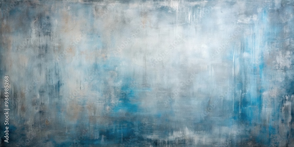 Abstract gray and blue textured painting on canvas