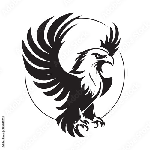 Black eagle head logo Vector Silhouette on white